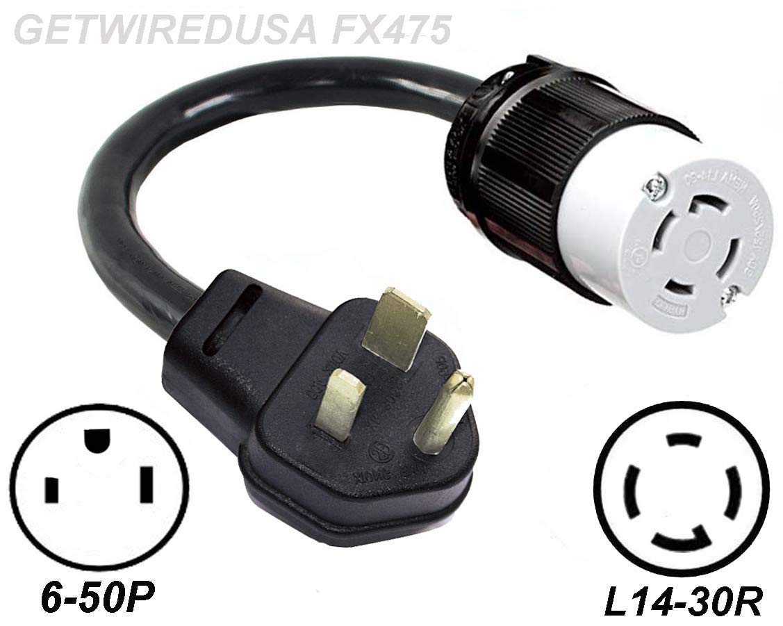 Buy 6-50P Male 3-Pin Plug to L14-30R Twist Lock 4-Prong Female Generator Receptacle NEMA Power Cord Adapter/Converter FX475