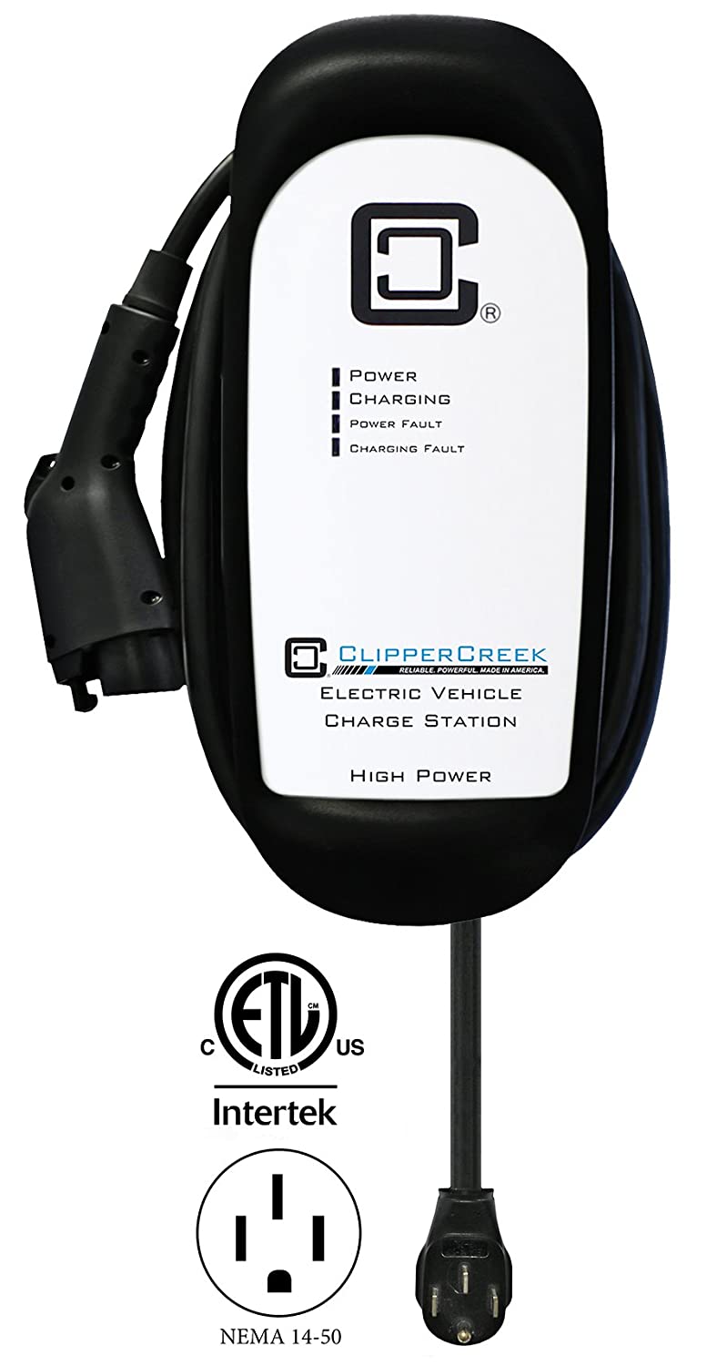 ClipperCreek HCS-40P, 240V, 32A, EV Charging Station, with 14-50 plug, 25 ft cable, SAFETY CERTIFIED, Made in America