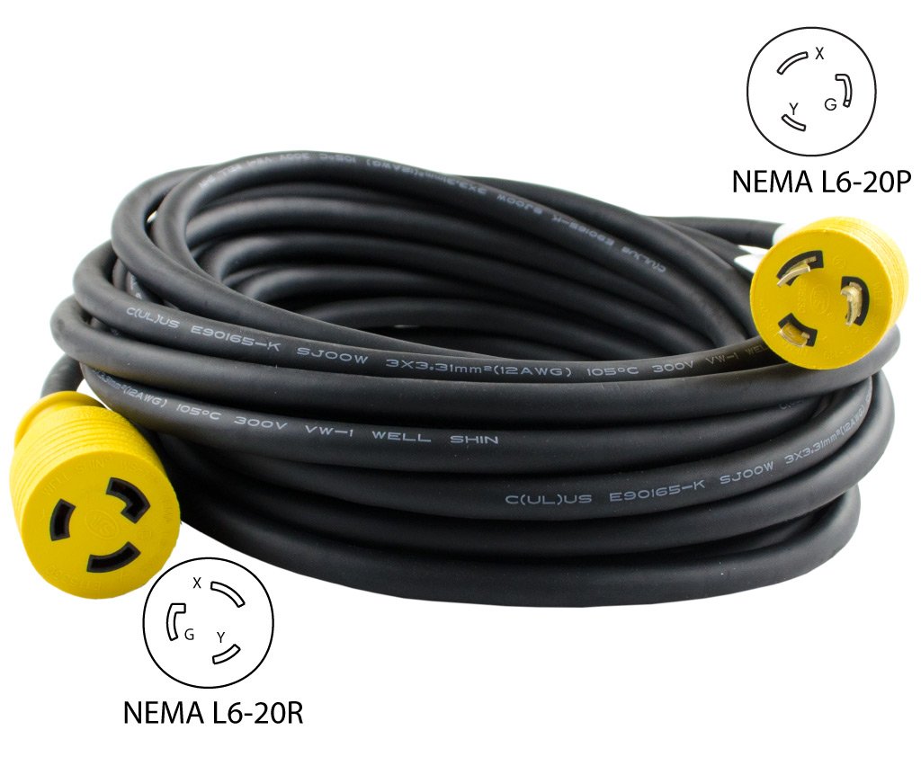 Buy Conntek RUL620PR-025 25-Feet 12/3 20-Amp 250-volt L6-20 Anti-Weather, Oils, Acids and Chemicals Rubber Locking Extension Cord