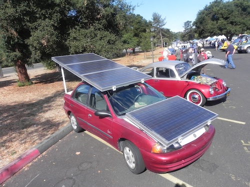 The number of solar panels required to power an electric car